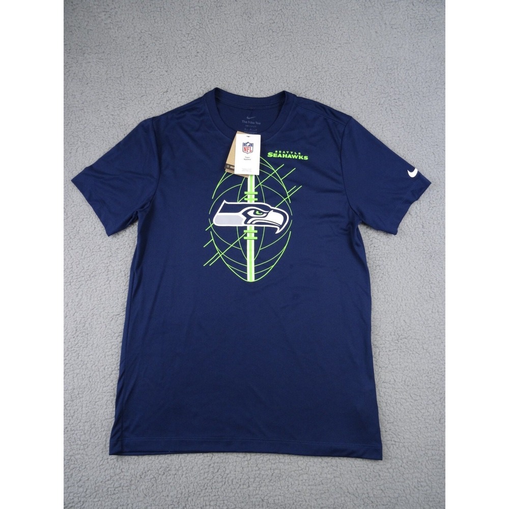 Nike Seattle Seahawks Shirt Mens Size Medium Blue Dri-Fit Crew Neck Short Sleeve